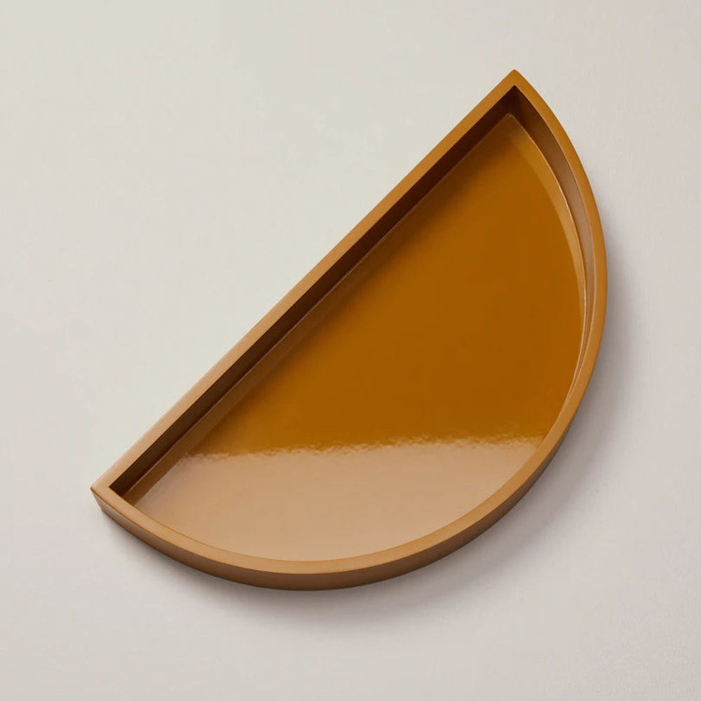 LACQUER HALF CIRCLE TRAY TUSCANY GOLD - Picture 2 of 3